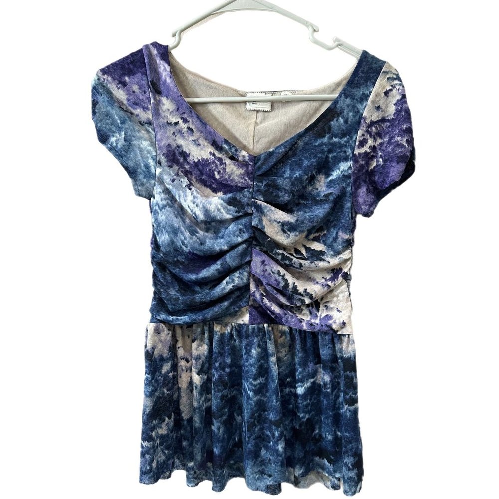 9-H15 STCL Anthropologie Women’s Size Small Peplum Tie Dye Top